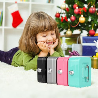 Cash Box with Lock Small Cute Coin Lock Box with Money Slot Mini Portable Gamblers Safe Box 4.5"x3.4"x2.4" Pink - color: Pink-Mini