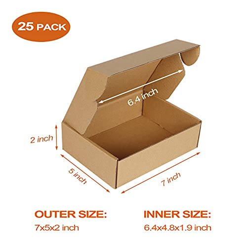 PHAREGE 25 Pack 7x5x2 inch Small Shipping Boxes, Brown Mailing Boxes - color: Brown, size: 7x5x2 inch 25 Pack