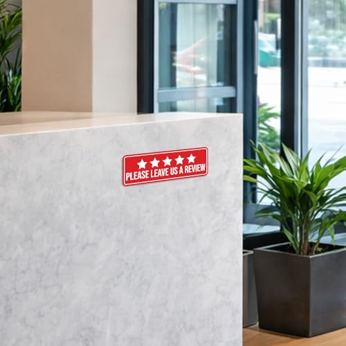 Standard Please Leave Us A Review Sign (Red) - Small - color: Navy Blue / White, size: Small (2" x 6")