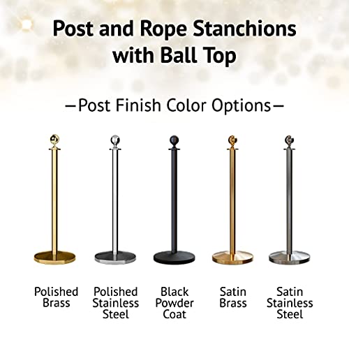 Crowd Control Warehouse Post and Rope Stanchion Kit, 2 Polished Ball Tops - color: Blue Rope, size: Polished Stainless Steel
