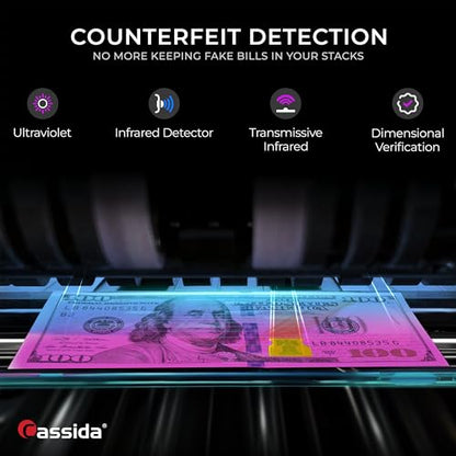Cassida Money Bill Counter I Business Grade I 1,400 Notes/Min I 6600 UV - size: Medium (6600 Uv)