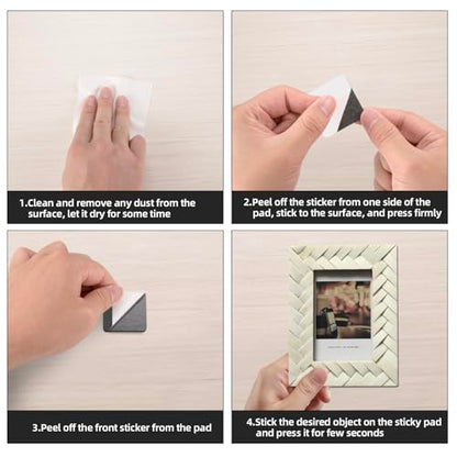 HASAAO 120 PCS Strong Double Sided Tape Heavy Duty | Strong Adhesive Strips for Mounting Lightweight Items, Hanging Photos, DIY Projects | Damage-Free, No Nails Needed (Black Squares 3MM Thickness)