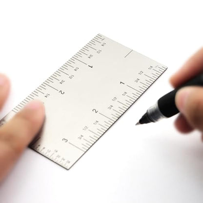 9x5x0.5cm Stainless Steel Square Edge Precision Pocket Ruler Scale Marking Tool Suitable for Carpentry Task
