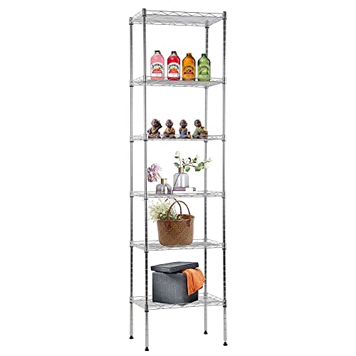 FDW | 6-Tier Wire Shelf | 17" x 12" x 64" | Chrome - color: Chrome, size: 17×12×64