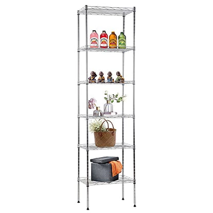 FDW | 6-Tier Wire Shelf | 17" x 12" x 64" | Chrome - color: Chrome, size: 17×12×64