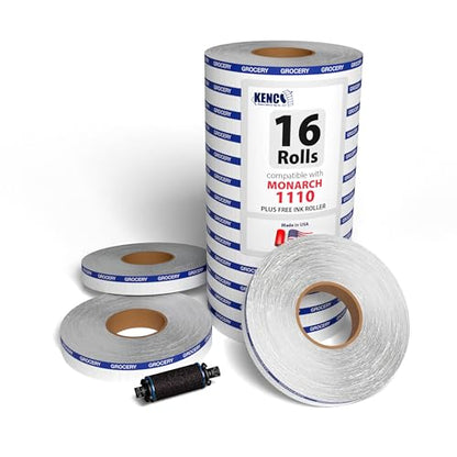 Labels by Kenco to Fit Monarch 1110 Price Gun – Made in The USA -Ink Rollers Included, Choose Your Color and Quantity (Grocery, 1 Sleeve 17,000 Labels) - color: Grocery, size: 1 Sleeve 17,000 Labels