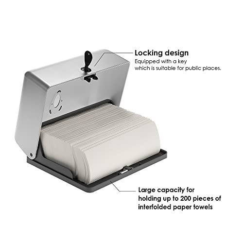 Paper Towel Dispenser Wall Mount for Toilet, Bathroom Paper Towel Holder, Commercial Paper Towel Dispenser for Trifold Paper & Multifold Paper Towels, Silver - color: Silver