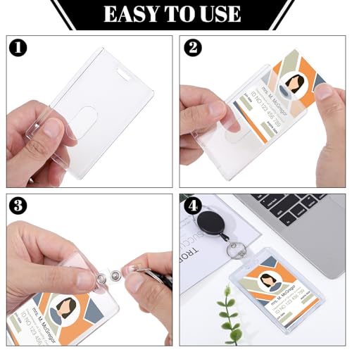 5 Pack Retractable Badge Reel Set with Clear Vertical ID Holders - style: 5 Set Acrylic Material