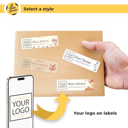 Custom Address Labels - Personalized Return Labels with Photo - 50 to 1000 Labels, 0.75x2.5 inches, 4 Designs, Self-Adhesive, Vinyl