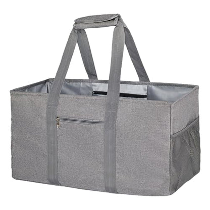 Extra Large Utility Tote Bag - Reusable Grocery Bags Foldable Heavy Duty - color: Grey, size: 1 piece