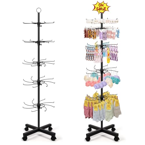 Flenpptly Retail Display Stand, 5-Tier Rotating Display Rack, Black - color: Black