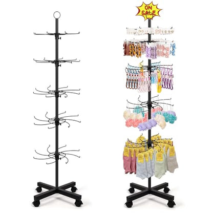 Flenpptly Retail Display Stand, 5-Tier Rotating Display Rack, Black - color: Black