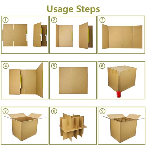 3 Sets Moving Boxes with Divider Kits,16 x 12 x 13 Inch Glassware Dish Packing Box Kitchen Moving Box Corrugate Dividers with 72 Pcs Foam Pouches,1 Pcs tape rolls with dispenser(Two Layer) - size: 16x12x13In-Cup Packaging