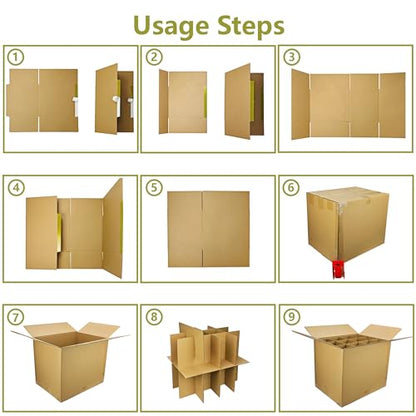 3 Sets Moving Boxes with Divider Kits,16 x 12 x 13 Inch Glassware Dish Packing Box Kitchen Moving Box Corrugate Dividers with 72 Pcs Foam Pouches,1 Pcs tape rolls with dispenser(Two Layer) - size: 16x12x13In-Cup Packaging