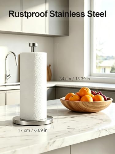 VEHHE Paper Towel Holder Countertop, 4 Non-Slip Suction Cups, Weighted Base