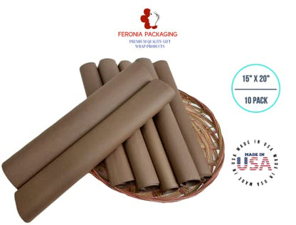 Chocolate Tissue Paper Squares, Bulk 10 Sheets, Premium Gift Wrap and Art Supplies for Birthdays, Holidays, or Presents by Feronia packaging, Large 15 Inch x 20 Inch Made in USA - color: Chocolate