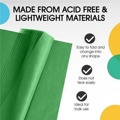 Party Solids Emerald Green Tissue Paper for Gift Bags 15" X 20" 480 Sheets - color: Emerald Green, size: 15" X 20"