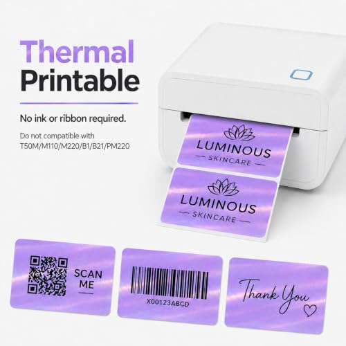 Holographic Purple Thermal Label 2 × 3 Inch Vinyl Sticker 200 PCS - color: Holographic Purple, size: 2 × 3 Inch
