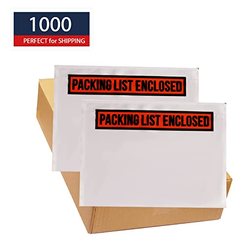 1000 PCS 7.5"x 5.5" Clear Self-Adhesive Packing List Envelopes - Plastic Shipping/Mailing Pouch Enclosed Bags for Packing Slips Invoice - style: 1000 -Printing