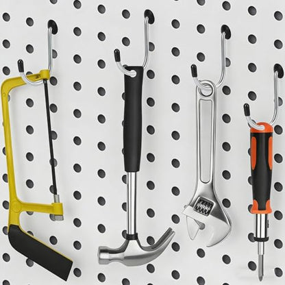 60PCS Pegboard J Hooks with 60PCS Pegboard Hook Locks, Will Not Fall Out, for Hanging Jewelry, Tools