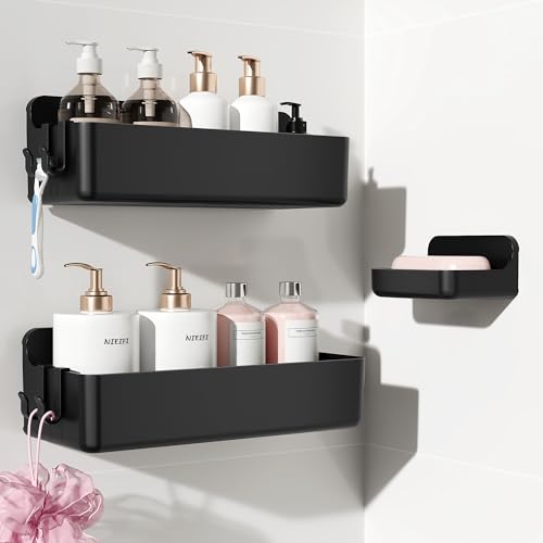 Nieifi Adhesive Shower Shelves, Black, 3 Pieces - color: Black, size: 3 pieces