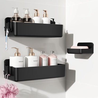 Nieifi Adhesive Shower Shelves, Black, 3 Pieces - color: Black, size: 3 pieces