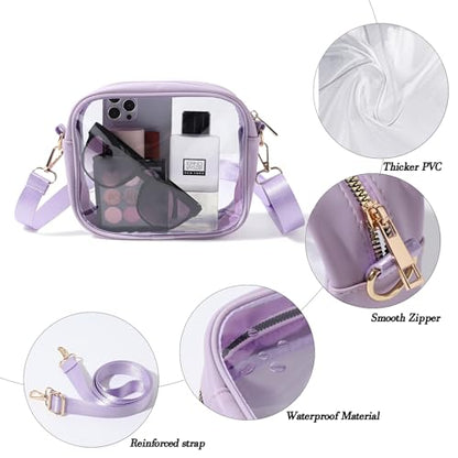 TOBVZOO Clear Bag Stadium Approved, Crossbody Transparent Bag for Concerts Sports Events, Purses for Men & Women - color: Purple