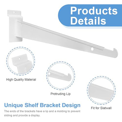 16 Pack Slatwall Knife Shelf Bracket, 16 inch Heavy Duty Shelf Bracket for Slat Wall, White Metal Slatwall Accessories with Lip for Slatwall Panels Shelving Display Household Commercial - size: 16 Inch