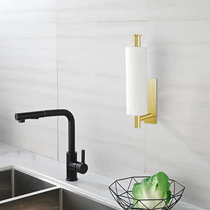 Paper Towel Holder - Eolax Under Cabinet Paper Towel Bar for Kitchen, Wall Mount Self Adhesive or Drilling Paper Towel Rack, 304 Stainless Steel (Gold) - color: Gold