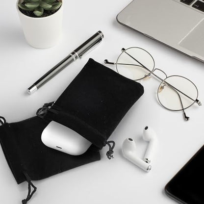 Axigundaone 100 Pcs Black Velvet Drawstring Bags 4 x 6 Inch