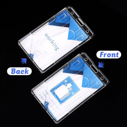 2 Pack Retractable Badge Reel with Clear Vertical Id Holder - style: 2 Set PC Material