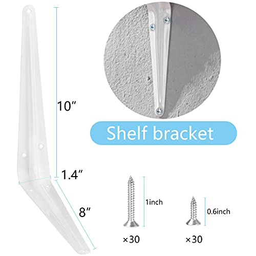 Shelf Brackets, White 10×8 in Heavy-Duty L Bracket 10 PCS, Metal Angle Bracket Used for Suspension Rustic Farmhouse Decoration (Pack of 2) - size: 10×8Shelf Brackets (Pack of 2)