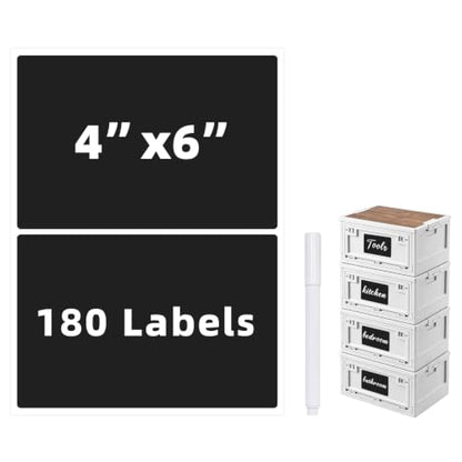 Homrelaxy 180 Pcs 4"x6" Large Labels for Storage Bins, Removable Tote Label - color: Black