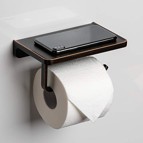 Linkaa Bronze Toilet Paper Holder with Shelf Oil Rubbed Bronze,Wall Mount - color: Oil Rubbed Bronze‌