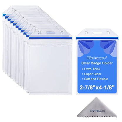 Wisdompro 10 Pack Vertical Thick Clear ID Badge Holder with Ziplock, Blue - color: Blue Zip, size: 10 Pack Vertical