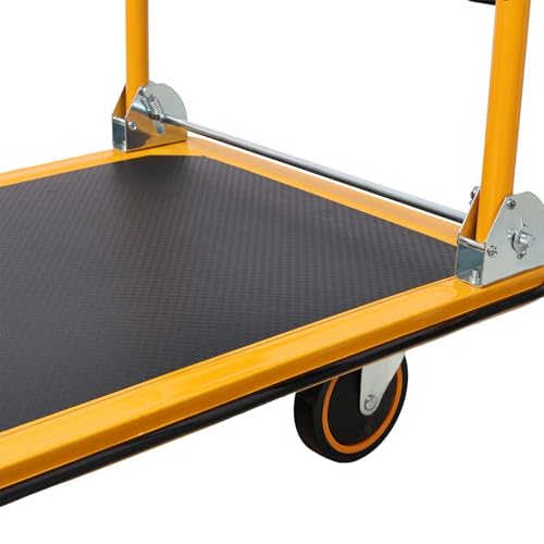 Heavy Duty Foldable Push Cart Dolly – 660 lb Load Capacity, Smooth Swivel Wheels, Textured Flatbed with Padded Handle for Easy Moving at Home, Garage, Office, or Warehouse