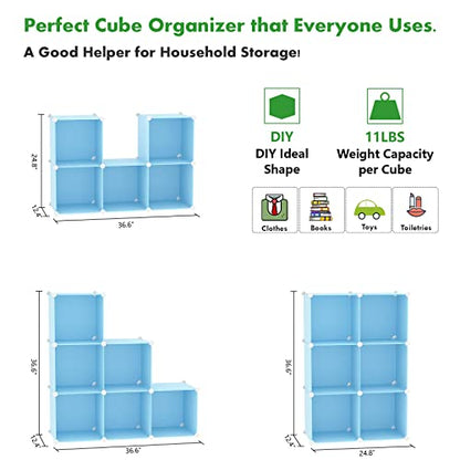 C&AHOME 6-Cube Storage Organizer Cube Shelf Closet Storage Bookcase, Blue - color: Blue