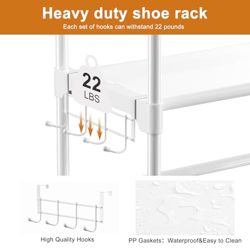 WOWLIVE 9 Tier 2-Column Shoe Rack, 30-35 Pairs Stackable White - color: White, size: 2 Row 9 Tier