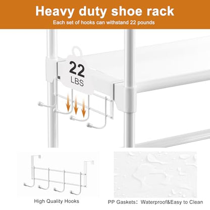 WOWLIVE 9 Tier 2-Column Shoe Rack, 30-35 Pairs Stackable White - color: White, size: 2 Row 9 Tier