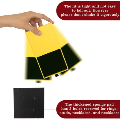 Nsmykhg Jewelry Gift Box Velvet-Lined,12 Pack Compact Drawer Style for Earrings & Rings, Necklace & Bracelet Organizer, 3.93x3.93x1.65 Inches, Stackable Elegant Jewelry Display & Storage Box (Yellow) - color: Yellow