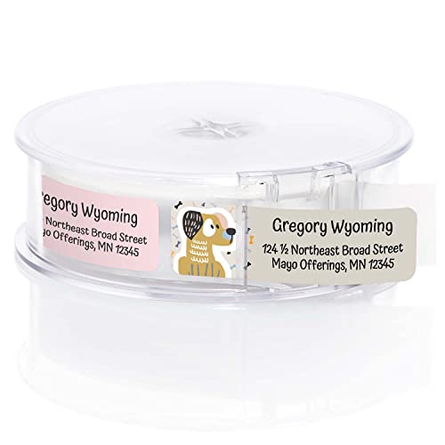 Modern Dogs Rolled Address Labels/Roll of 250 Personalized Return Address Labels/Designer Return Address Stickers in Elegant Plastic Dispenser - size: 250 Labels, style: Modern Dogs