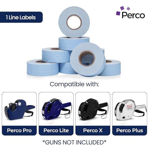 Perco 1-Line Blue Blank Price & Date Gun Labels – 32 Rolls, 32,000 Count - color: Blue, size: 4 Sleeves