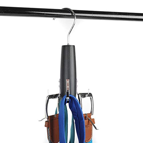 Umo Lorenzo 4-Hook Belt Organizer Closet Hanger Holder for Belts, Ties and Scarves - color: Black