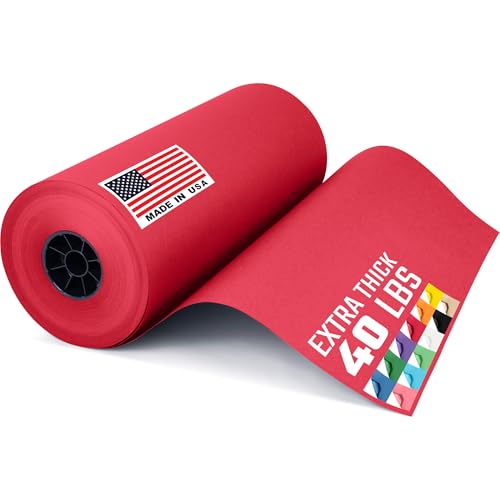 USA Made 18" x 8640" (720 ft) Red Kraft Paper Roll, Large Size - color: Red, size: 1 Roll