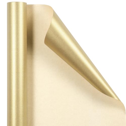 RUSPEPA Gold Wrapping Paper - Christmas Gift Wrap Pearly - luster Paper Perfect for Wedding, Birthday, Valentine's Day, Christmas, Baby Shower, DIY Bouquet -17 Inches X 32.8 Feet - color: Gold, size: 17" x 32.8'