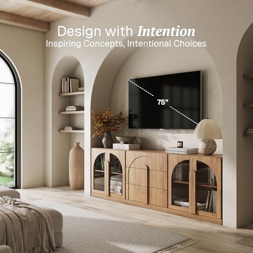 BELLEZE Bijou 3-Piece Modular Sideboard Buffet Cabinet - Camel - color: Bijou Camel Aac