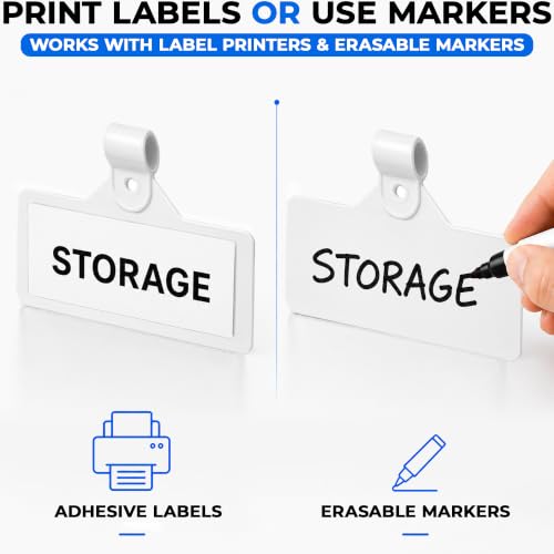Gluposti Shelf Labels for Wire Shelving, 3" White Wire Shelf Label Holders