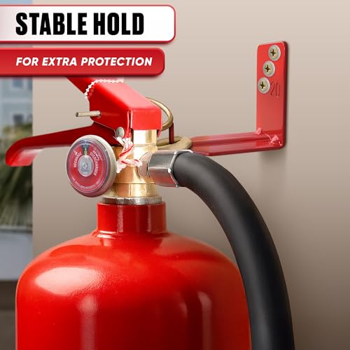 4 Pcs Fire Extinguisher Mount Brackets, 2.36 x 1.57 x 2.36 in (Red) - size: 2,36 * 2,36 * 1,57 in