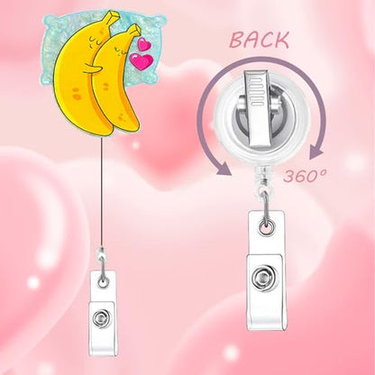 RIICFDD Funny Valentines Badge Reel Cute Hug Banana Badge Holder 1 Pcs - color: Cute Styl 40
