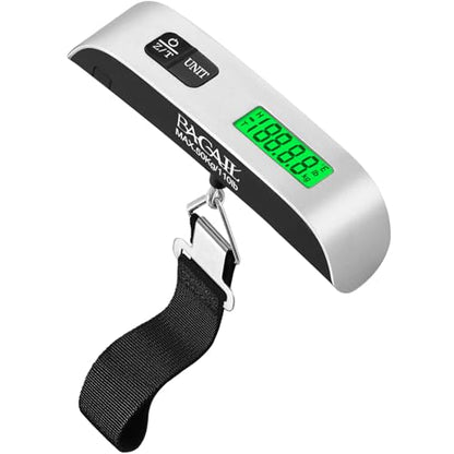 BAGAIL Digital Luggage Scale, 110lbs Hanging Baggage Scale with Backlit LCD Display, Portable Suitcase Weighing Scale, Travel Luggage Weight Scale with Hook, Strong Straps for Travelers - color: Ash Silver